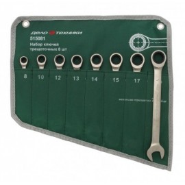 Набор комбинированных трещоточных ключей 8 предметов (8-19) в сумке Дело Техники 515081