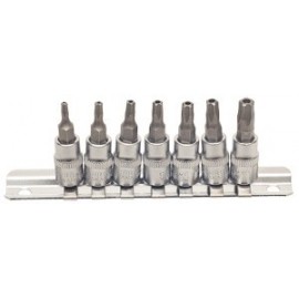 Набор вставок TORX 5-ти луч. 7 пр.(ТS10-ТS40, 1/4") АвтоДело 39838, на планке