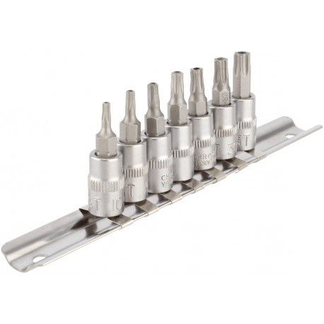 Набор вставок TORX 7 пр. (T10-T40 с гол. 1/4", с отверстием) АвтоДело 39861
