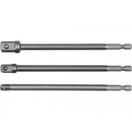 Набор переходников для шуруповерта 3 шт (для головок с квадратом1/4', 3/8, 1/2", 150 мм) YT-04628