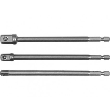 Набор переходников для шуруповерта 3 шт (для головок с квадратом1/4', 3/8, 1/2", 150 мм) YT-04628