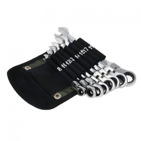 Набор ключей комбинированных трещоточных 8 предметов (8-19) шарнирные 736-210