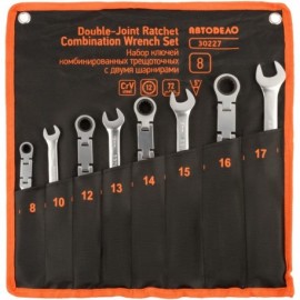 набор комб.трещоточных ключей с двойным шарниром (АвтоDело) 8шт.(сумка) 30227