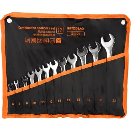 Набор комбинированных ключей 12 предметов (6-22) в сумке ЕВРО АвтоДело 31123