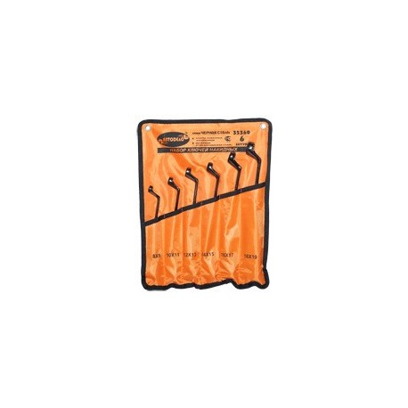 Набор накидных ключей ключей 6 предметов(8-19) АвтоДело "ЧернаяСталь" (сумка) 35360