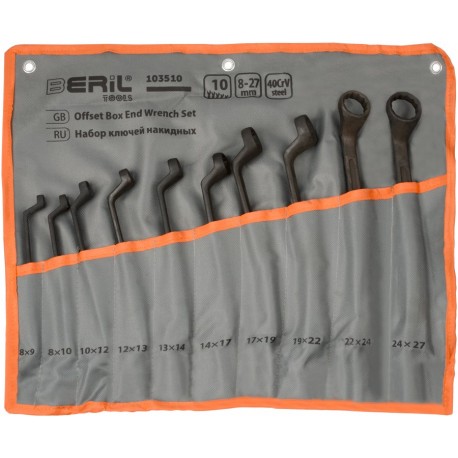 Набор накидных ключей ключей 10 предметов(8-27) BERIL 103510