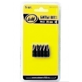 Биты односторонние PH 1х 25 мм (5 шт)