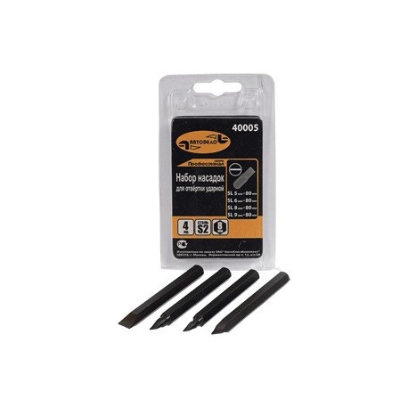 Набор насадок д/УДАРНОЙ отвертки (SL5,6,8,9х80мм) АвтоДело