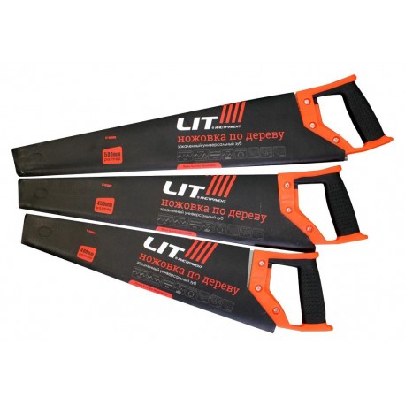 Ножовка по дереву 450 мм LIT закал, профи, пласт. ручка
