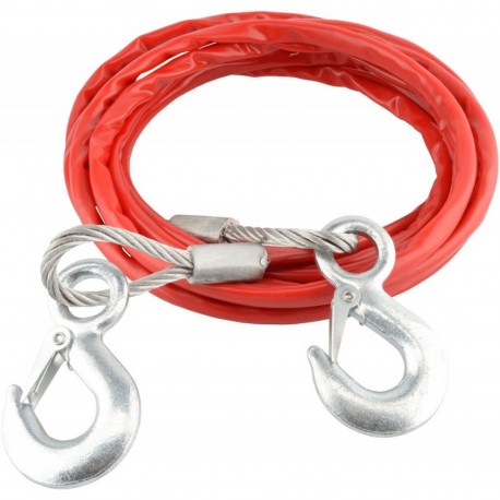 Трос буксировочный стальной 5м/8мм 3,5 т (2 крюка) АвтоДело (пласт.оплетка)